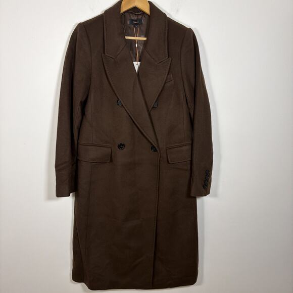 Quince Italian Wool Double-Breasted Over Dress Coat Dark Chocolate Small Jacket - Picture 10 of 12